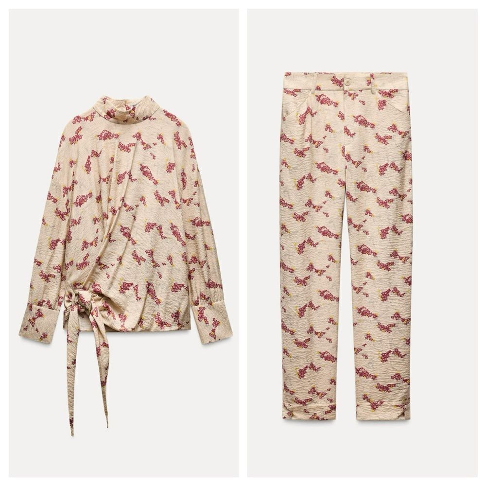 Zara 2 piece co-ord set of printed top and pants
